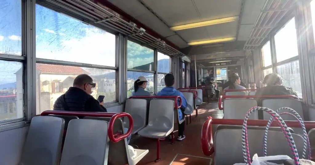 Inside view of the Circumvisuvia Train in Naples Italy