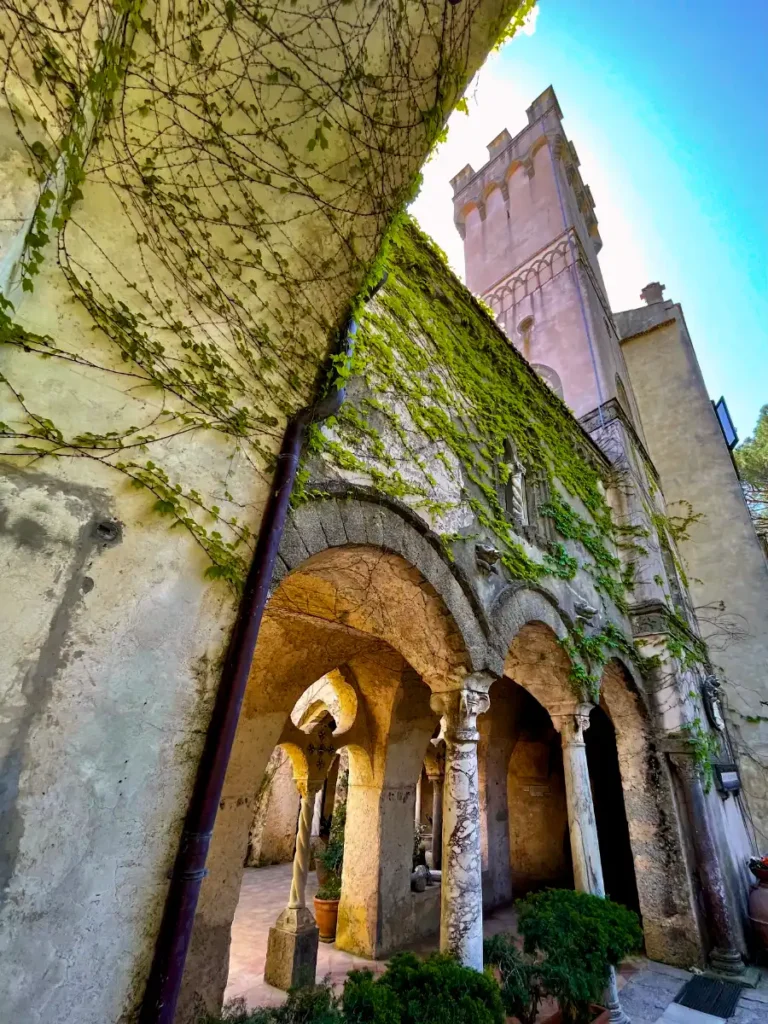 Villa Cimbrone moss covered stone archways