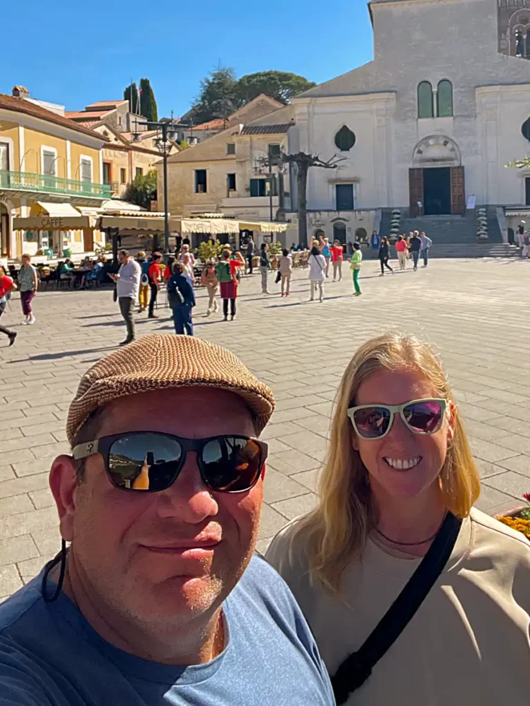 Two Traveling After One Selfie in Ravello main square