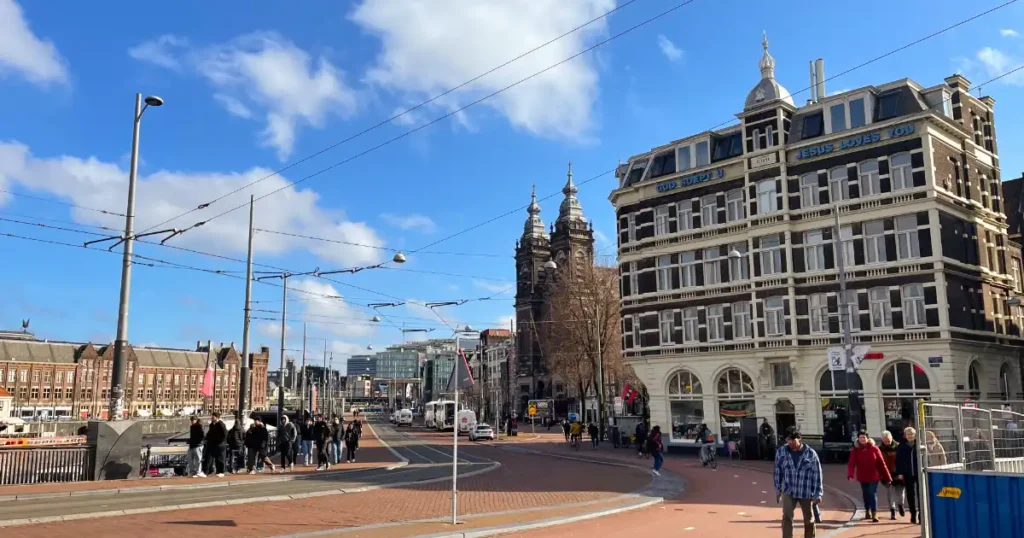 View coming out of Central Station in Amsterdam