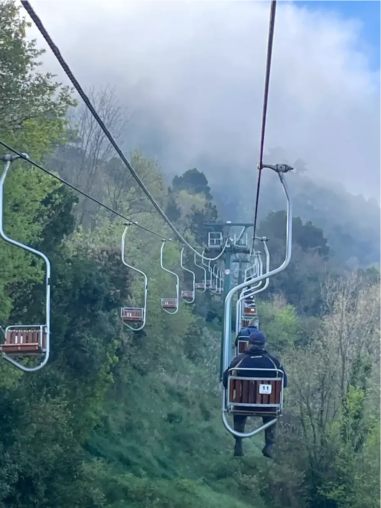 Anacapri chairlift going up into the clouds