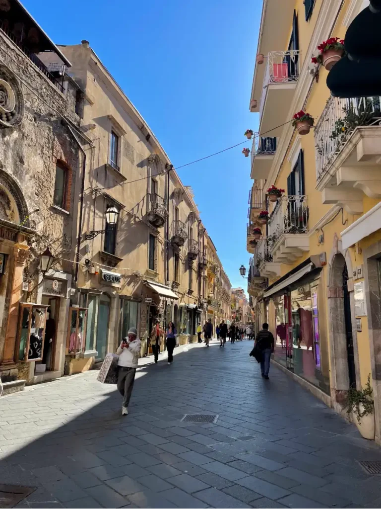 Corso Umberto Taormina in the early morning with no crowds