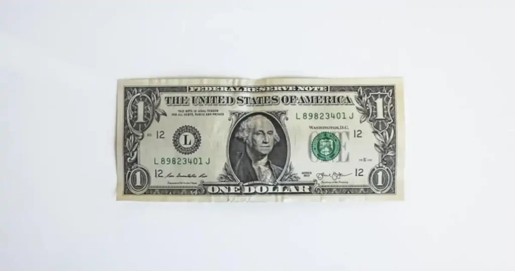 Dollar bill on a white background