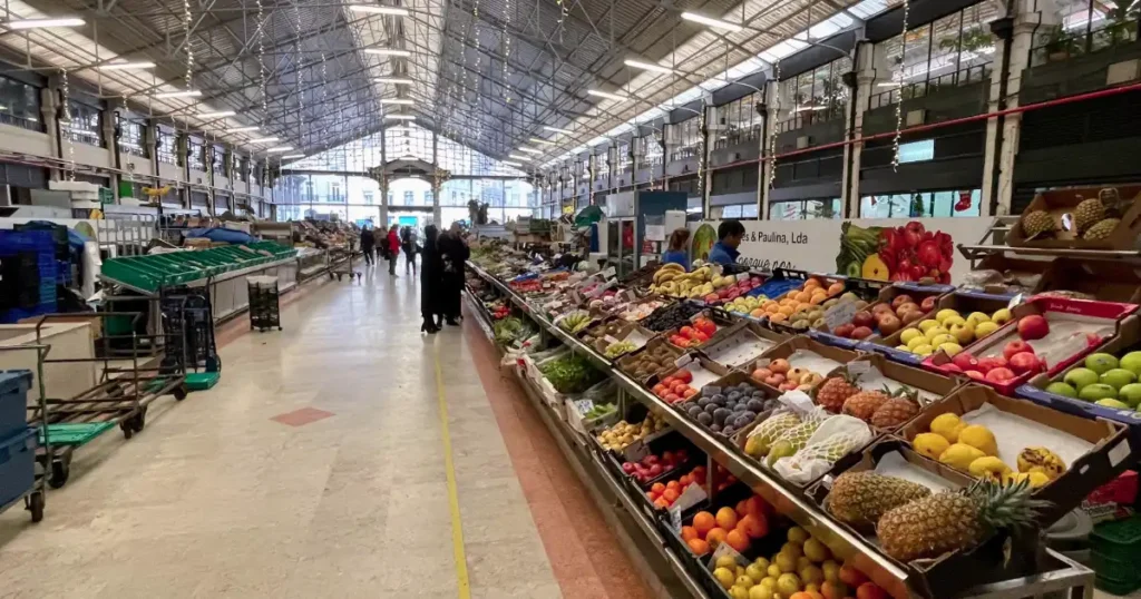 Inside a fresh food and produce market in Italy