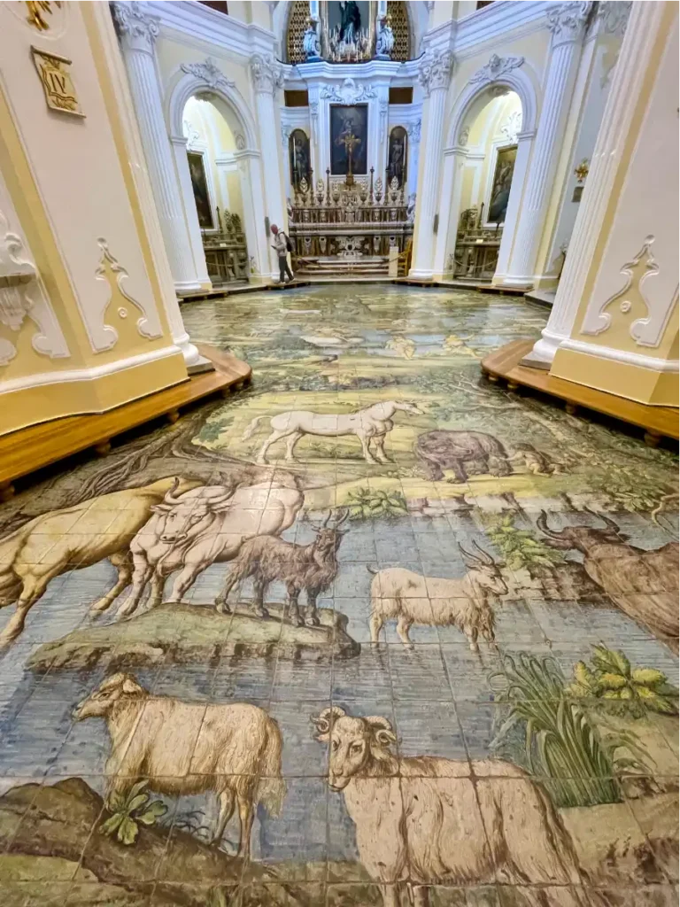 Full view of the San Michael tile floor mural