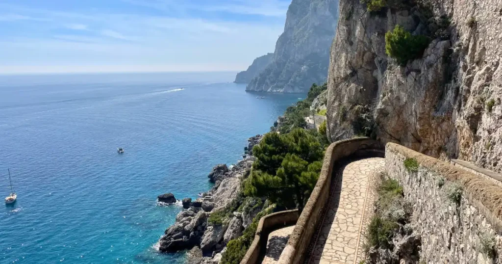 View looking out from Via Krupp in Capri