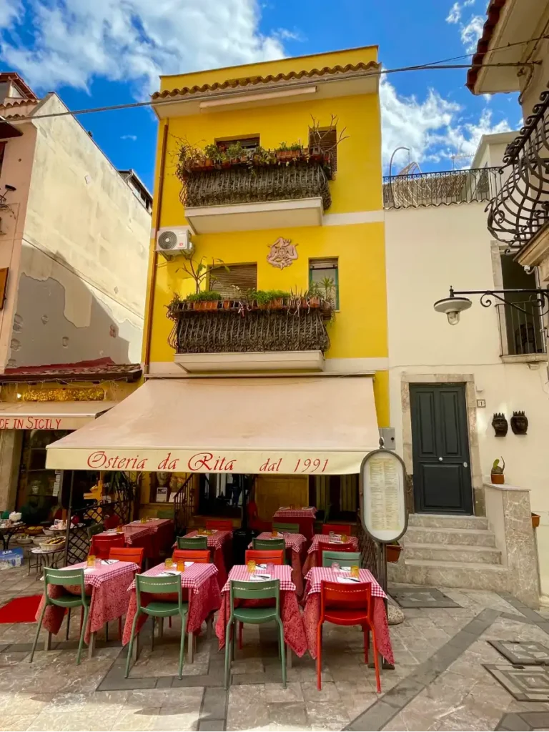 Front view of Osteria Da Rita in Taormina Sicily