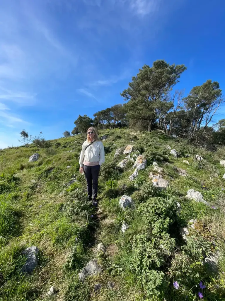 Person walking down Mt Solaro hiking trail during the day in Capri