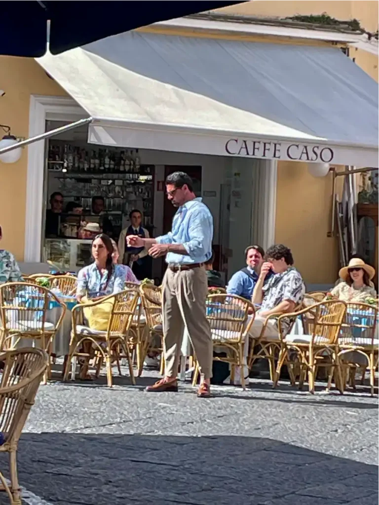 Piazza Umberto Capri movie filming at a cafe