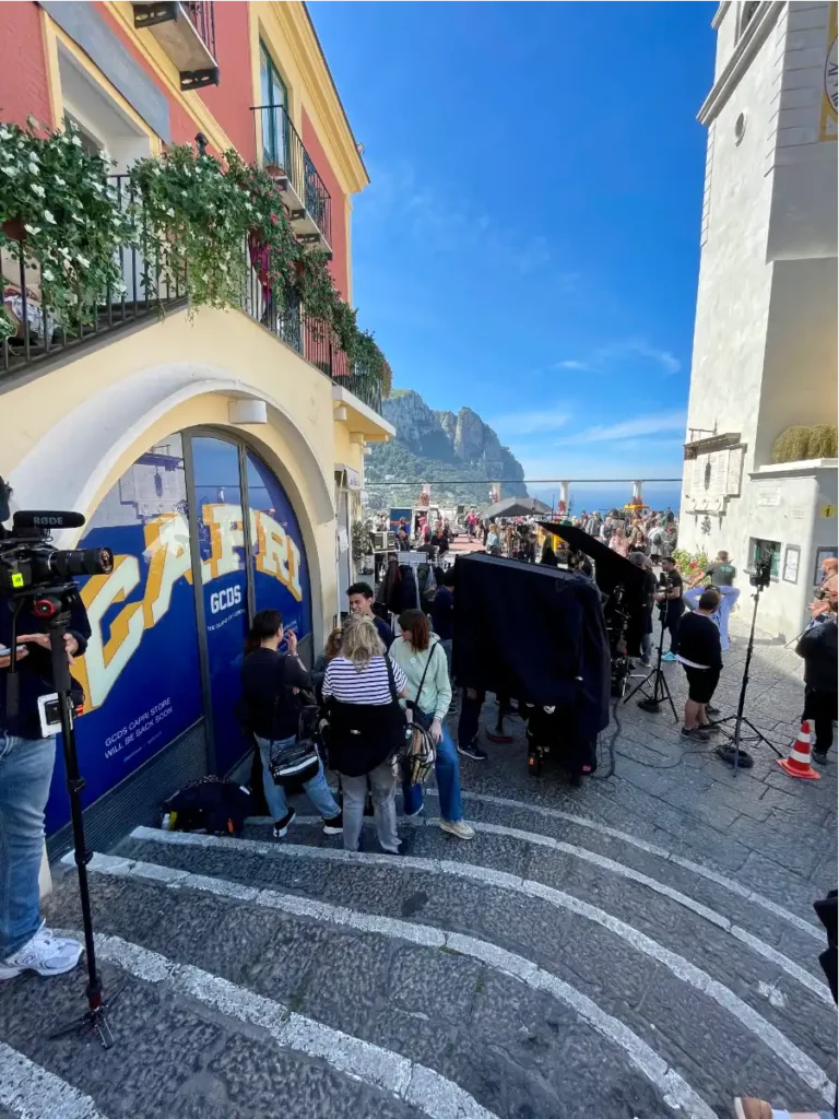 Piazza Umberto camera crew filming