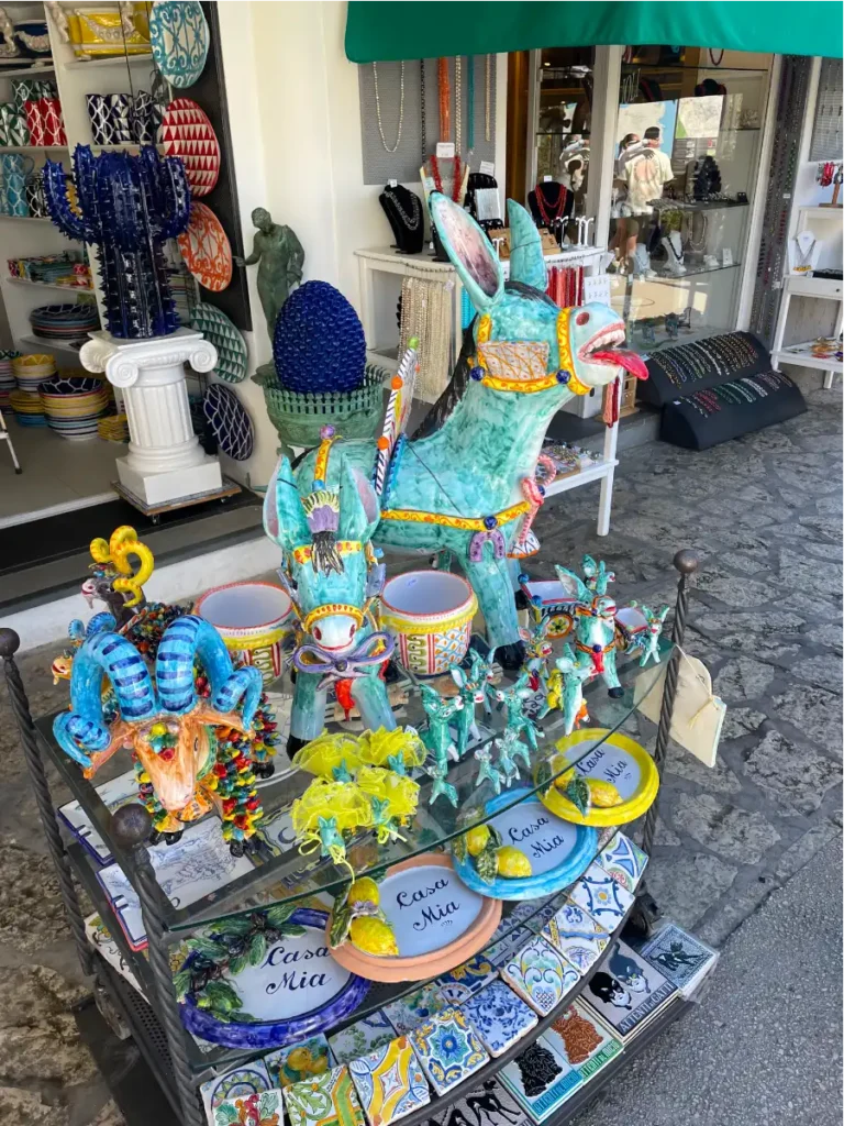 Pottery on display at a shop in Anacapri