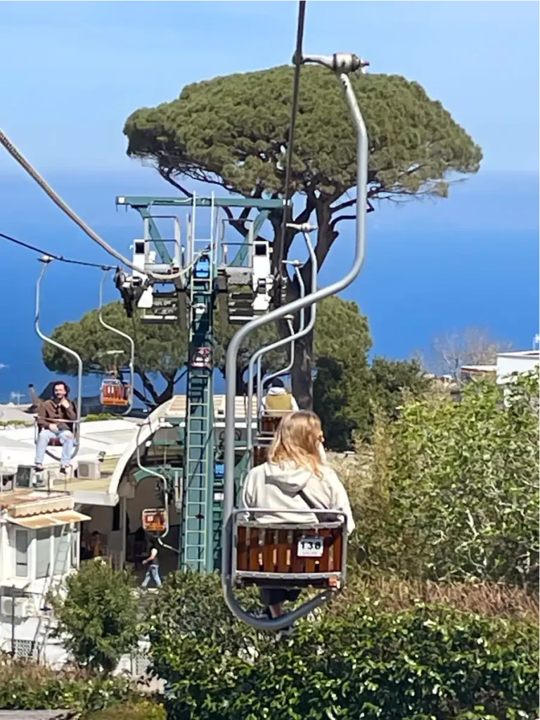 Riding down the chairlift from Mt Solaro