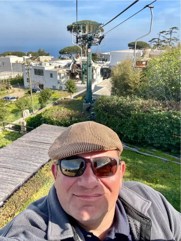 Selfie with Solaro Mountain chairlift in the background