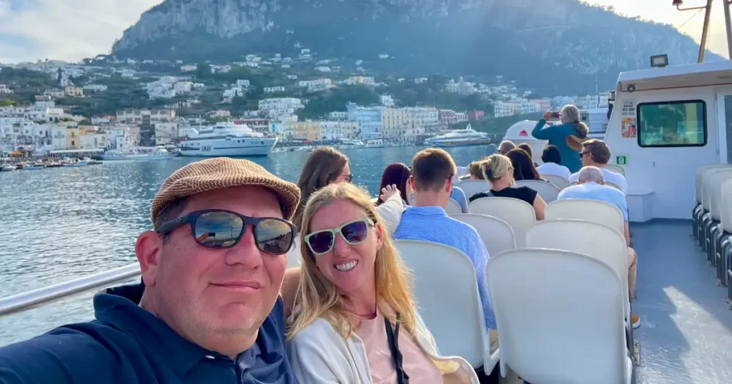 Selfie on the ferry leaving Capri