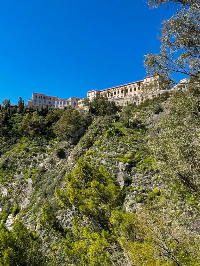 View of Taormina looking up from Giardini Naxos