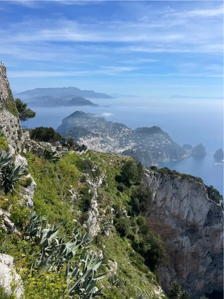 View of cliffs and Capri town looking down from Mt Solaro