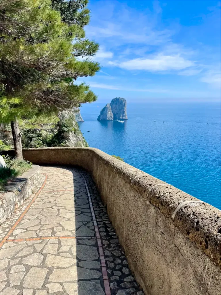 View of via krupp walkway and water in the distance