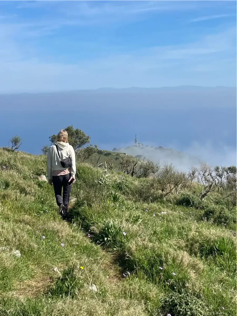 Walking along path at the top of Mt Solaro