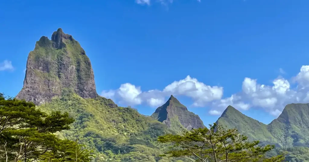 Lush green peaks on Moorea