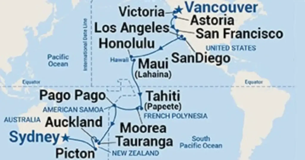 Transpacific cruise map