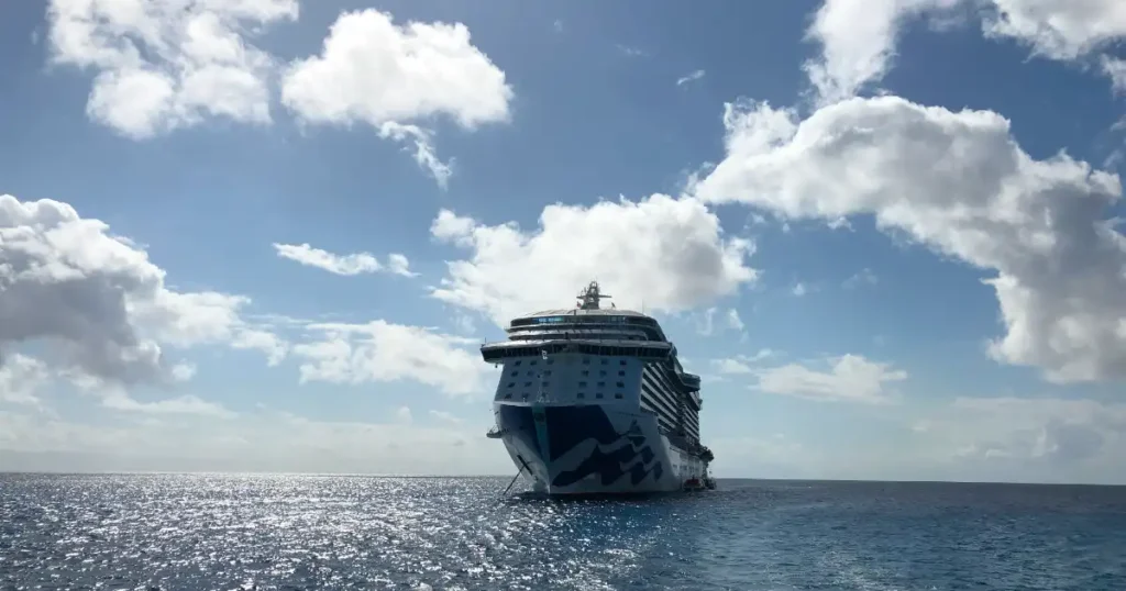 Transpacific cruise view of ship from the water