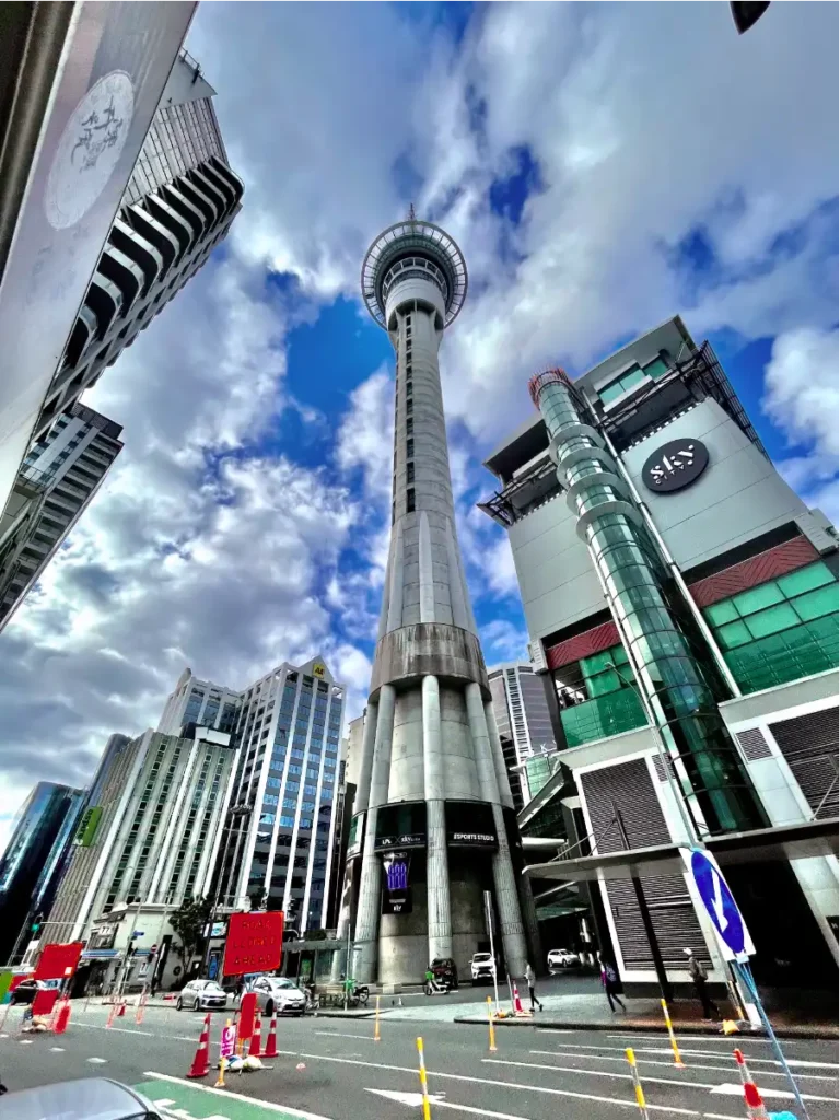 Auckland looking up at the Auckland Sky Tower