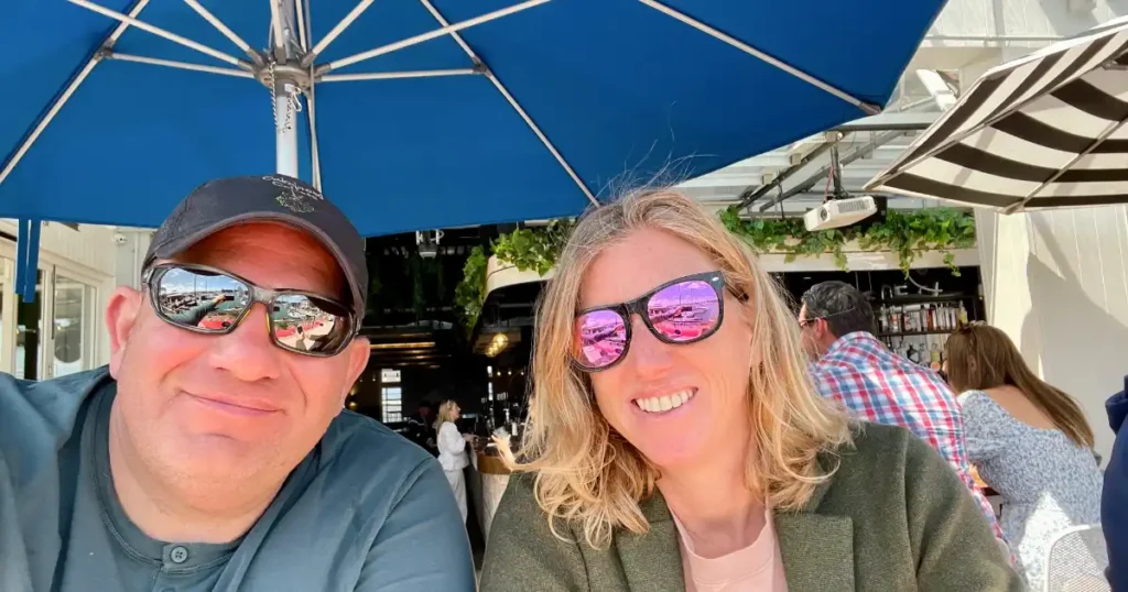 Auckland Two traveling selfie under an umbrella