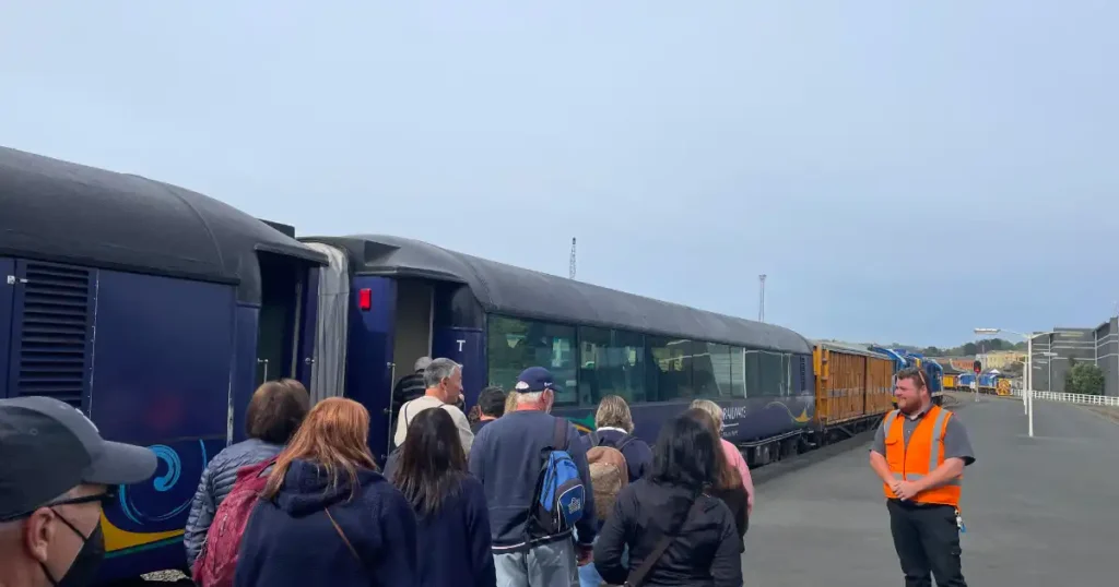 Boarding the train in New Zealand