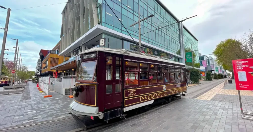 Christchurch Maroon trolley car