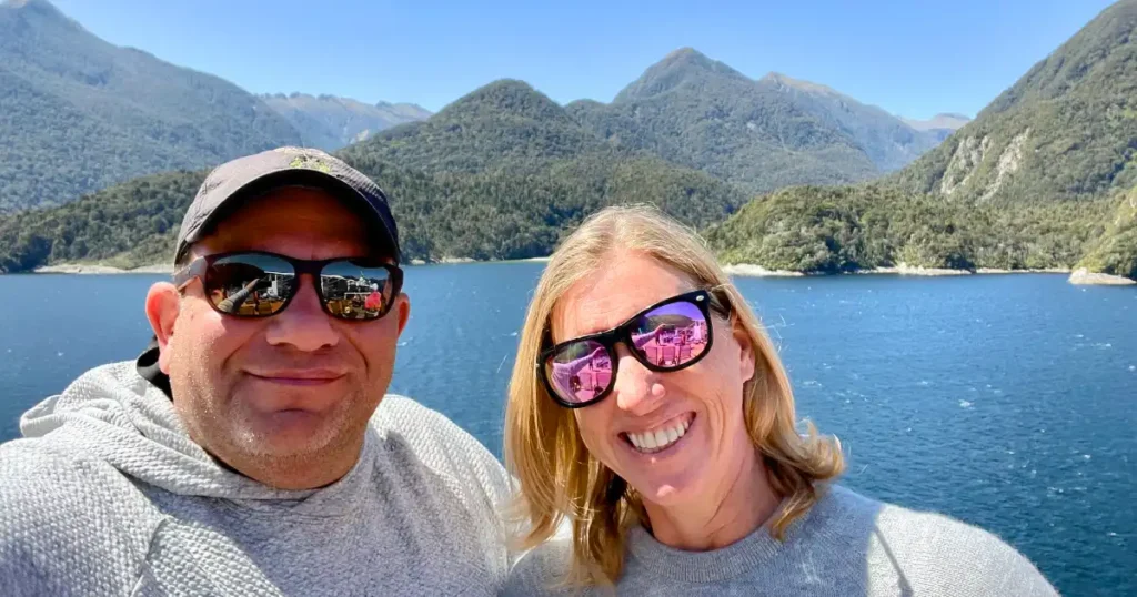 Two traveling selfie in doubtful sound