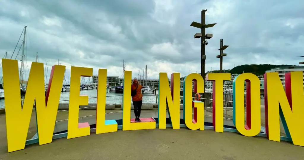 Giant yellow Wellington sign