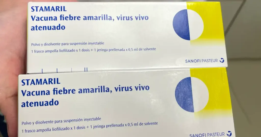 Yellow Fever Vaccine boxes containing vaccine doses