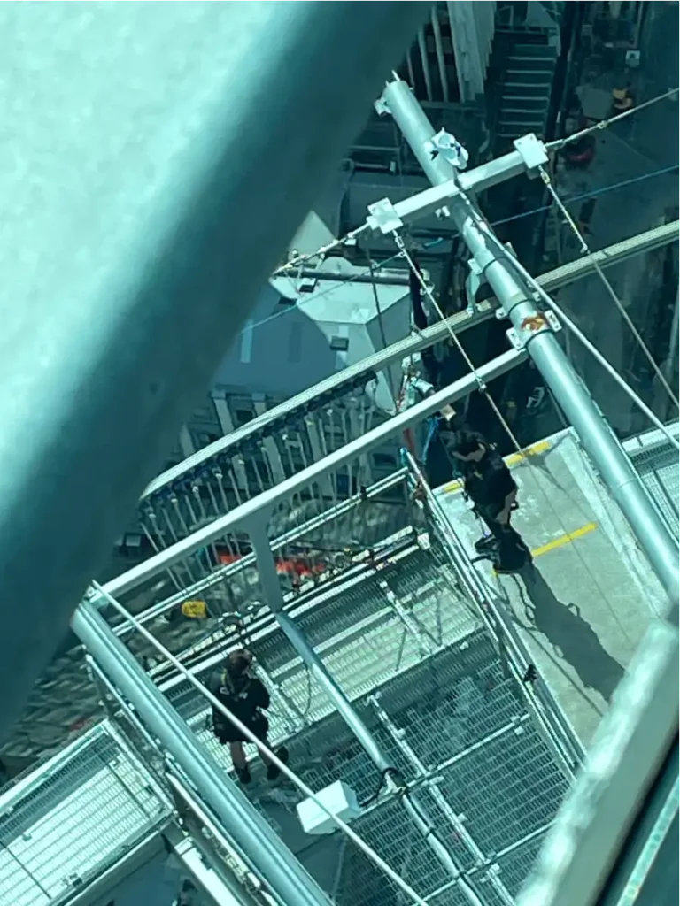 Auckland Sky Tower looking down onto the bungie jumping platform