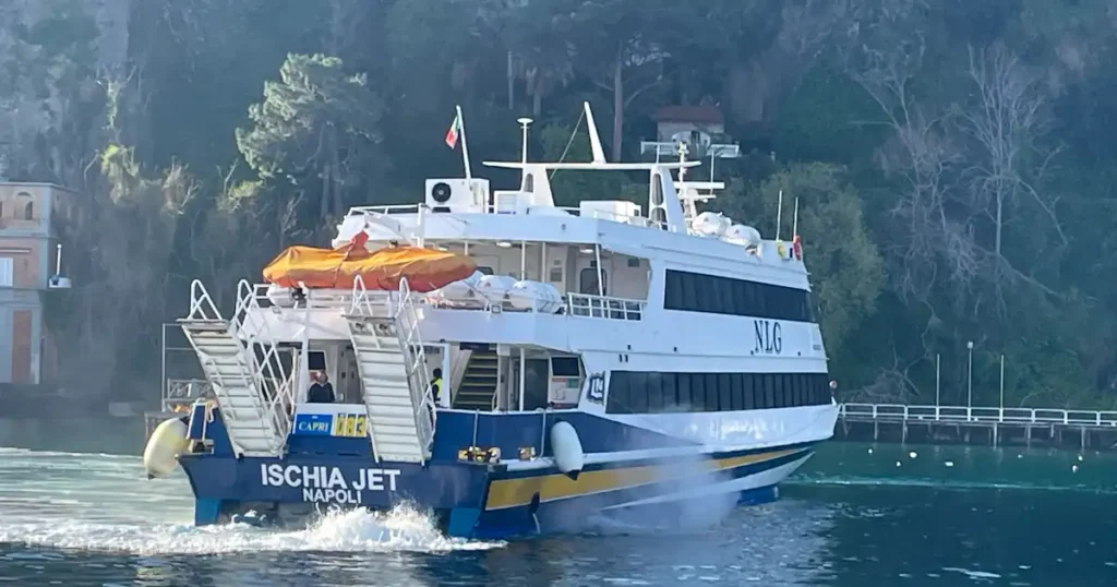 Sorrento rear view of ferry to Capri