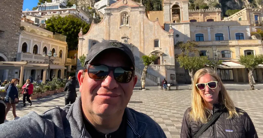 Taormini Sicily selfie in the square