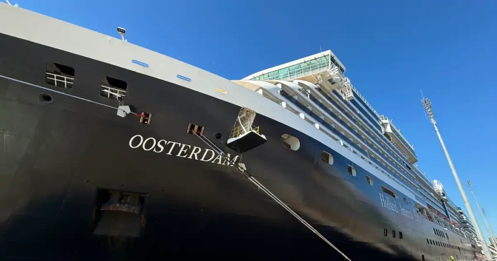 Oosterdam in port in Buenos Aires and why we chose the Cellular at sea plan we did