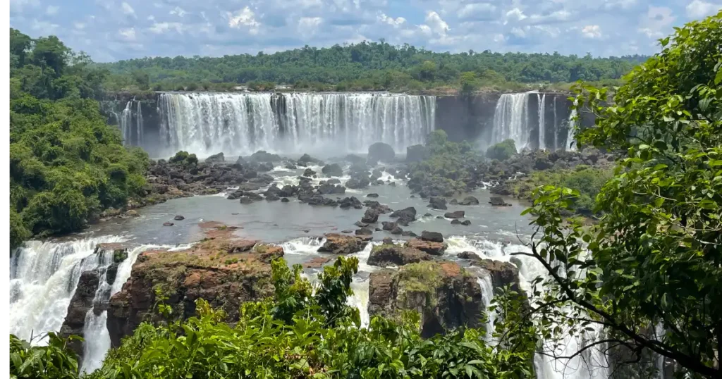 View of a small part of Iguazu Falls fro Cataratas Trail on The Brazillian Side of Falls