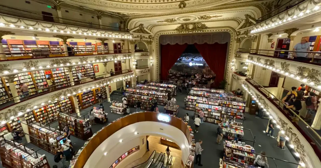 Grand splendid bookstore image of book shlfs and old stage