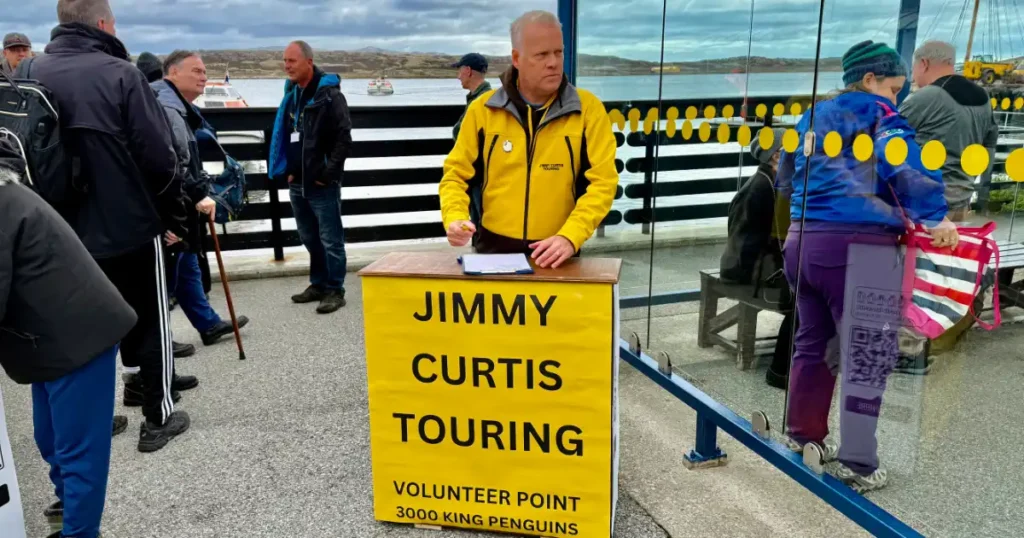 Jimmy Curtis Standing On Dock Waiting For Cruise Passengers For Volunteer Point Penguin Tour