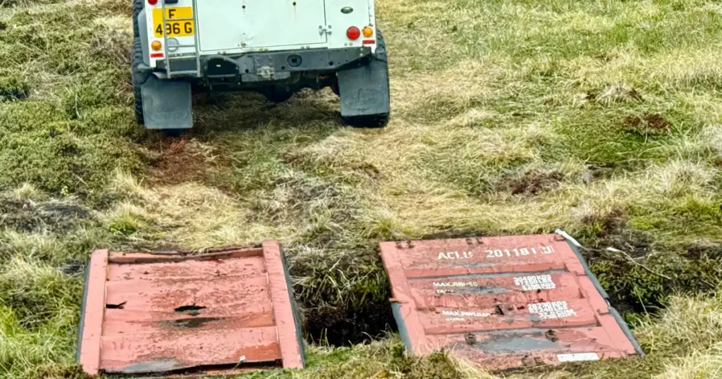 Land Rover Crossing manmade Bridge Made From Shipping Container